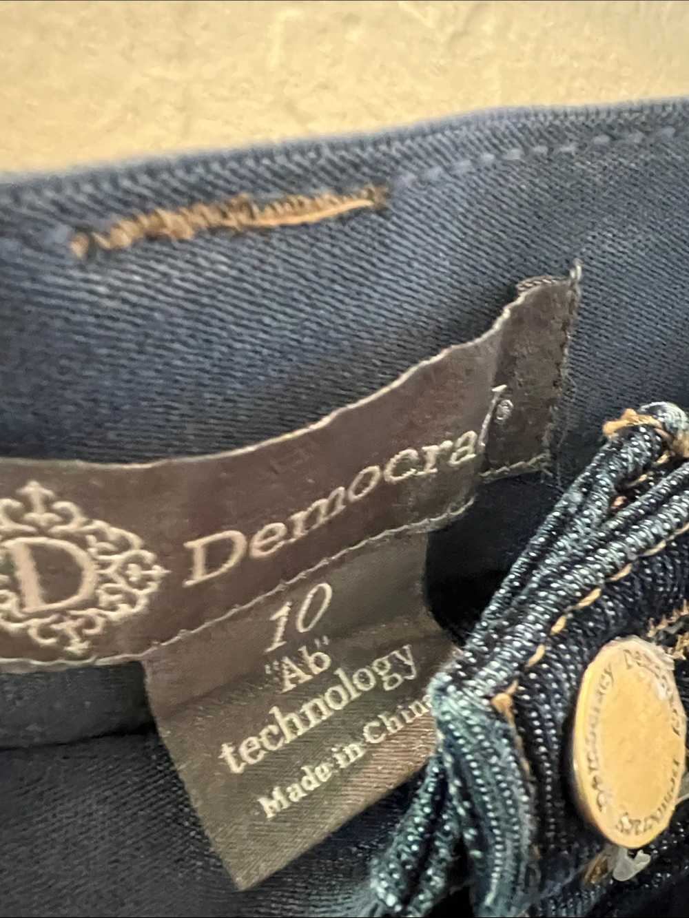 NWT SZ10 Democracy Dark Blue Stretch w/Ab Support Panel Lightweight Wide Leg. - Picture 6 of 8